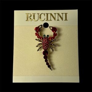 NEW VTG Rucinni Scorpian Swarovski Crystal Pin Brooch 2” Jewelry Gift For her